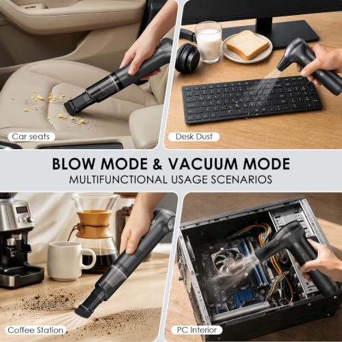 Cordless Air Duster & Car Vacuum 2-in-1, Portable Car Vacuum Cleaner, 3 Blower Speeds & 2 Suction Modes Type-C Rechargeable Dust Buster for Keyboard, PC, Desk, Home Office - view 2