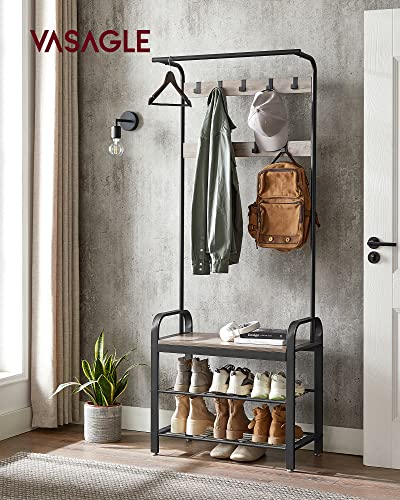 Coat Rack, Hall Tree with Shoe Bench, 4-in-1, 9 Removable Hooks - view 2