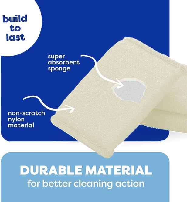 Multi-purpose scouring pad - non-scratch cleaning dobie pads for pots, pans, dishes, utensils & non-stick cookware - sponge scrubbers use for kitchen, bathroom & more (6 pack) - view 2