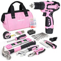 12V Pink Drill Set for Women, Home Tool Set with Bag