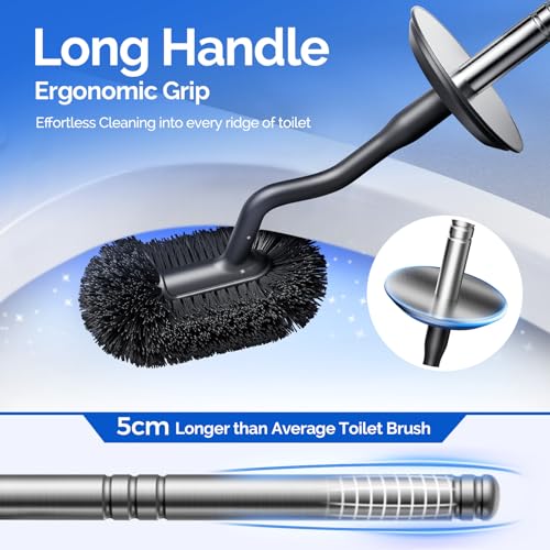 S-Shaped Toilet Brush and Holder Set-Stainless Steel and Plastic Combo - view 5