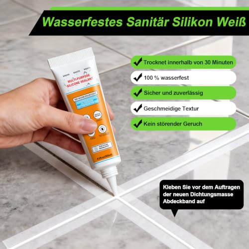 White Silicone Caulk Set-12oz Waterproof Silicone sealant,5 in 1 Caulk Tool - view 5