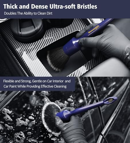 3PCS Car Detailing Brush Set, Ultra Soft, Indigo/Black - view 2