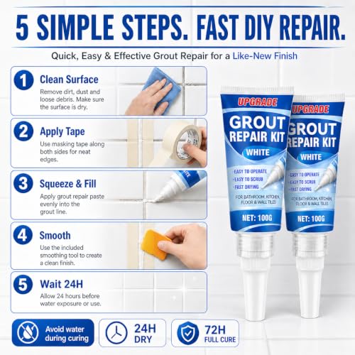 Tile Grout Repair Kit, 2 Pack Fast Drying Grout Sealer Tube - view 6