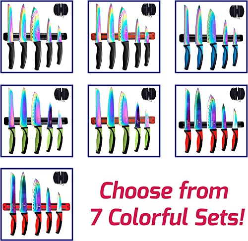 Kitchen Knife Set, 5 Blades, Red Handle | Red Rack - view 6