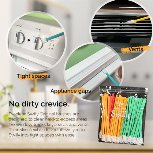 Swilly Original Disposable Crevice Brushes - 100 Pack - Versatile Cleaning Tool for Tight Spaces, Window Tracks, Keyboards, Car Vents, and Household Use (Blue) - view 2