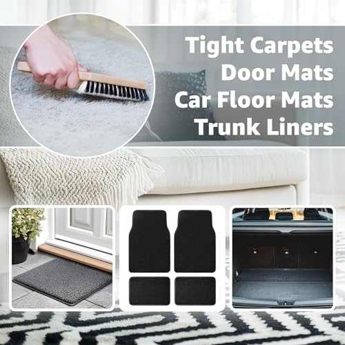 Carpet Cleaning Brush, Scrub Brush with Handle for Floor Mats, Heavy Duty Carpet Cleaner Brush, Rug Brush, Upholstery Brush for Indoor and Outdoor, Stiff Nylon Bristles Car Carpet Brush, White - view 4