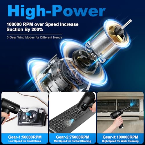 Compressed Air Duster, Rechargeable Cordless Electric Air Blower - view 2