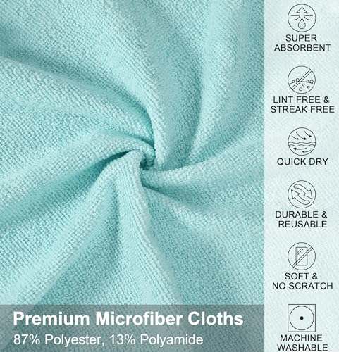 Microfiber Cleaning Cloth, Reusable Paper Towels Rolls, 50 Packs 12x12 inch Cleaning Rags for Washing Dishes, Kitchen, Bathroom, Car, Blue - view 2