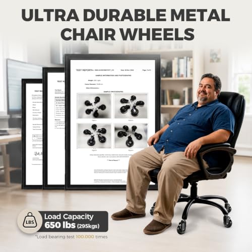 Office Chair Wheels Replacement 3 Inch, Heavy Duty PU Caster Wheels for Hardwood Floor & Carpet, Smooth Quiet Rolling, Hair-Proof, Universal 11mm Stem Fit Most Chairs, Not for 1KEA, Set of 5 (Black) - view 5