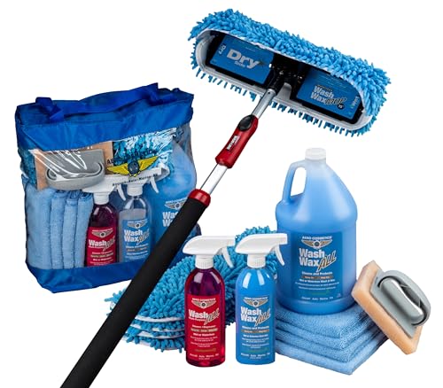 Waterless RV Wash Wax Mop Kit, 9 ft Pole, Boat Aircraft