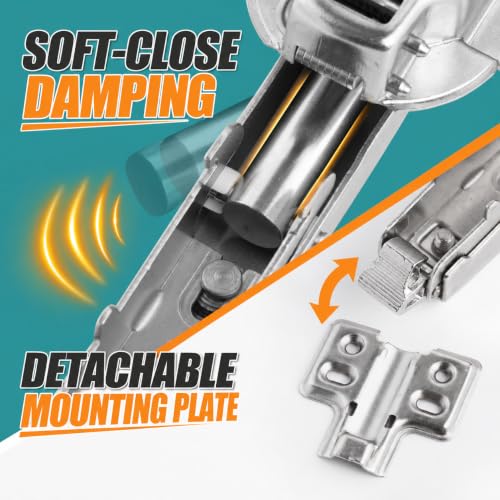 HBL' 2 Pack 90° Blind Corner Cabinet Hinge, Pie Cut Corner Kitchen Door Hinge, Soft Close European Concealed Hinge for Frameless Blind Corner Cabinets - view 3