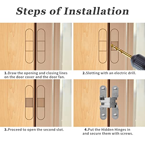 1-3/4" Hidden Hinge Stainless Steel 180 Degree, 4pcs - view 4