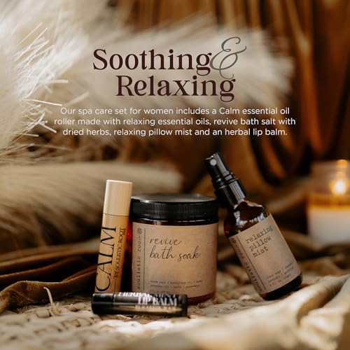 Self-Care Set - Luxury Spa Bath Kit, Pillow Mist, Cooling Lip Balm, Tranquil Essential Oil Roller & Epsom Salt Bath Soak Pampering Package, Holistic Gifts for Him & Her - view 3
