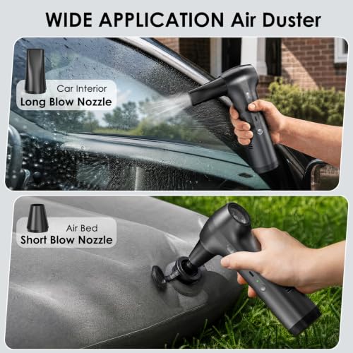 Cordless Air Duster & Car Vacuum 2-in-1, Portable Car Vacuum Cleaner, 3 Blower Speeds & 2 Suction Modes Type-C Rechargeable Dust Buster for Keyboard, PC, Desk, Home Office - view 3
