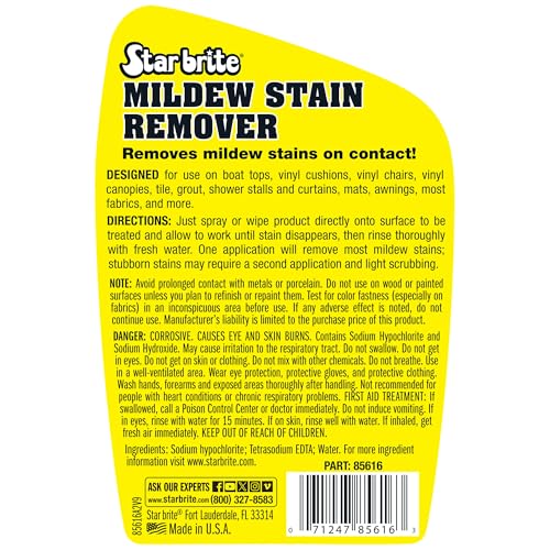 Professional-Grade Mildew & Mold Stain Remover + Cleaner - Instant Contact Stain Removal, Ideal for Marine & Outdoor Upholstery - view 2