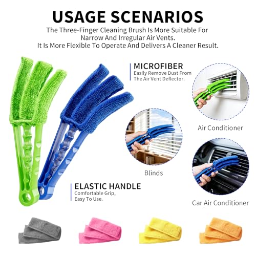 2 Pack Window Blind Cleaner Duster Brush with 6 Reusable Microfiber Sleeves - view 3