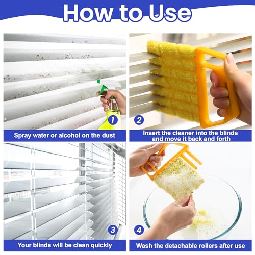 Blind Cleaner Duster Tool - 3 Pcs 7 Fingers Anti-Shedding Window Blind Cleaner Tool, with High-Density Microfiber Fleece and Ergonomic Handle, Detachable and Washable - view 6