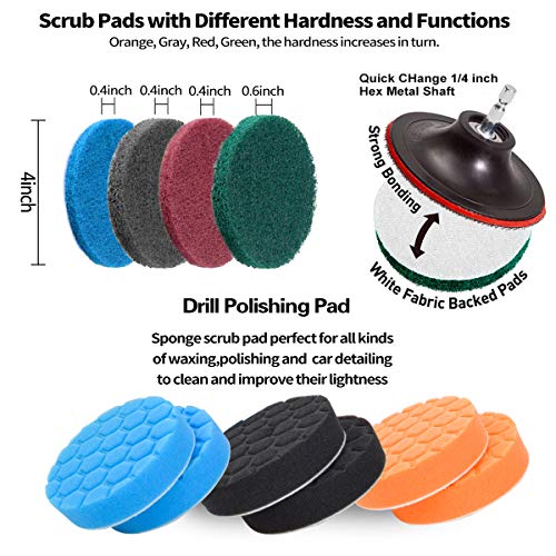 Drill Brush Scrub Pads 38 Piece Power Scrubber Cleaning Kit - All Purpose Cleaner Scrubbing Cordless Drill for Cleaning Pool Tile, Sinks, Bathtub, Brick, Ceramic, Marble, Auto, Boat - view 5
