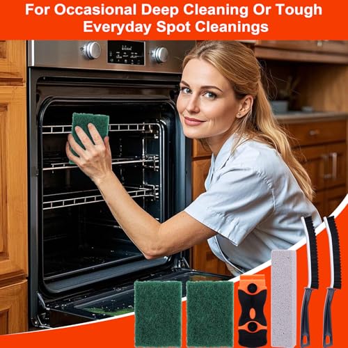 Heavy Duty Oven Cleaner Tools, Oven Cleaning Accessories, Oven Cleaning Kit with Crevice Cleaning Brush, Razor Blade Scraper, Pumice Stone, Cleaning Rags - view 4