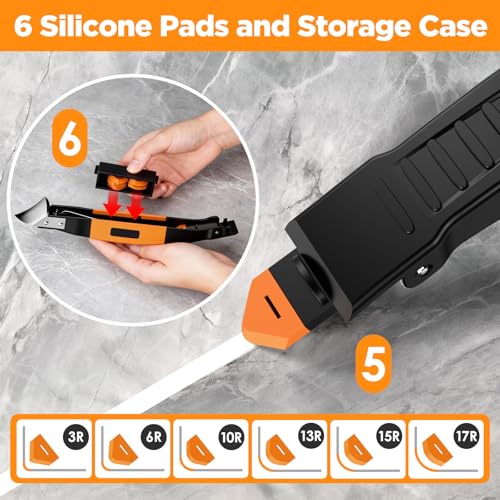 6 in 1 Silicone Caulking Tool Kit, Caulk Grout Remover Tool (Orange) - view 5