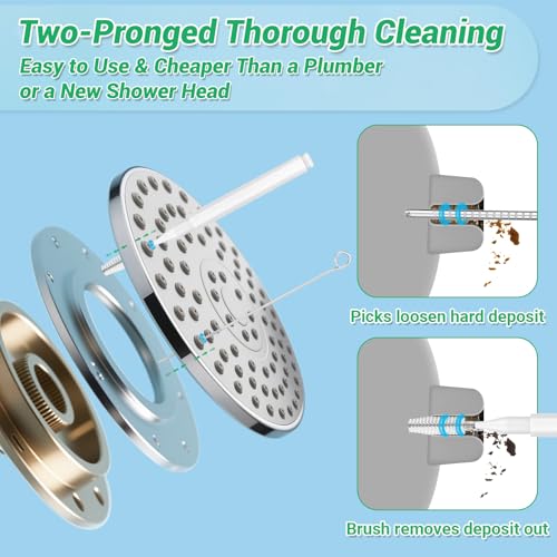 50-in-1 Shower Head Cleaner Kit with Stainless Steel Needles | Reusable Straw Brush | Unclog Tiny Nozzles for Shower, 3D Printer, Straws, Faucets, Electronics | White - view 4
