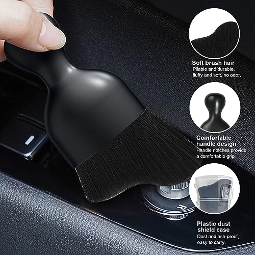 Car Detailing Brush, Curved Soft Bristles Auto Removal Dust Collectors, Universal Vehicle Dashboard, Air Conditioner Vents etc Interior Cleaning Tool Accessories (Black) - view 3
