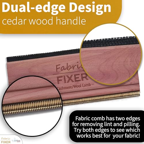 Cashmere and Multi-Fabric Sweater Comb Combo (Cedar Wood Handle Double Edge Design) Manual Fabric Defuzzer Wool Lint Shaver Comb Scraper for Clothing Pills, Furniture, Sheets and Fabrics - view 5