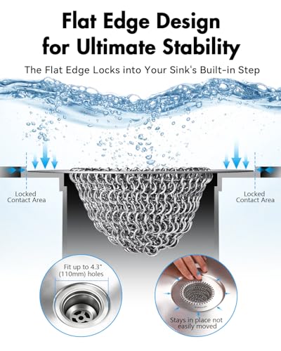 Reversible Kitchen Sink Drain Strainer, Anti-Clog Flat Edge Design - view 4