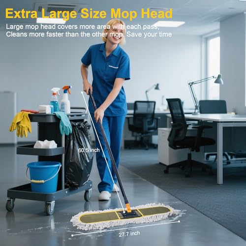 24" Commercial Dust Mop with 2 Replacement Mop Pads, 60.5 Inch - view 2