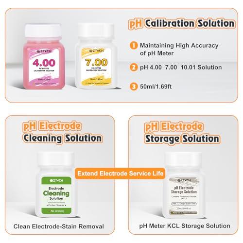 PH Meter for Food with Calibration Solution Electrode Cleaning Solution Electorde KCL Storage Solution for Food Canning - view 5