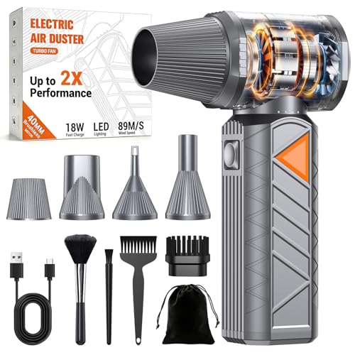 Compressed Air Duster, 350W Cordless Electric Air Blower, Rechargeable Mini