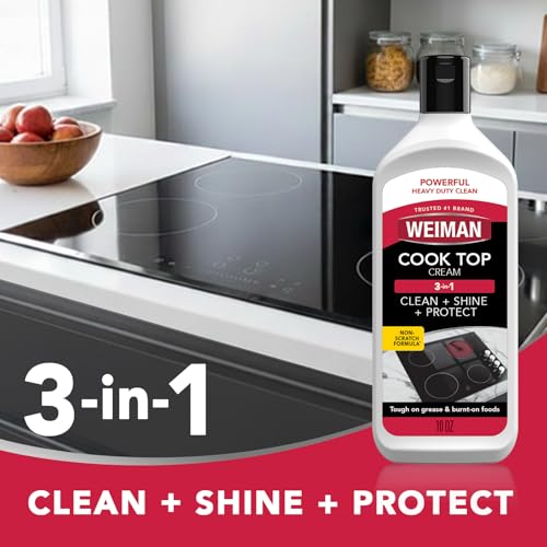 Heavy Duty Glass & Ceramic Cooktop Cleaner, 10 Oz & 3 Scrubbing Pads - view 2
