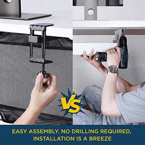 Under Desk Mesh Cable Management – 36 inch Cable Manager Tray for Cord Power Strip -No Drill Cable Management - Safe Wire Management Net for Desks, Office, and Home (Black) - view 3