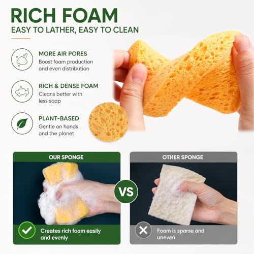 Kitchen Sponges, 20 Count, Plant-Based Cellulose + PET Scrub Sponge Set, Scratch & Non- Scratch Dish Sponges, Assorted Cleaning Sponges - view 5