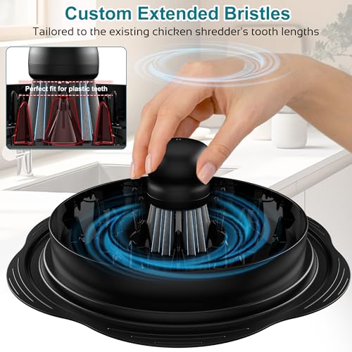 Mini Dish Brush for Cleaning Chicken Shredder, Long Bristles, 1Pack, Black - view 3