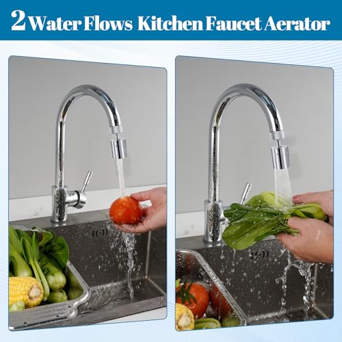 NSF/ANSI/CAN 61 Certified Dual-function Faucet Aerator, CUPC Certification Big Angle Rotate Kitchen Sink Aerator 360 Degree Swivel Sink Sprayer Attachment-55/64 Inch Female Thread-Chrome - view 2