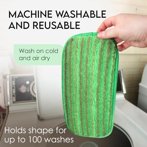 Turbo Mops Reusable Floor Mop Pads - Pack of 2, Machine Washable, 12-inch Microfiber Mop Refills - Compatible with Swiffer Wet Jet - Household Cleaning Tools - view 5