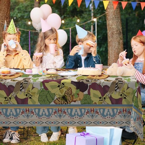 Bird Floral Tablecloths Waterproof Vintage Seasonal Table Cover for Party Summer Spring Picnic Dining Table Buffet Decorations 53" x 108" - view 5