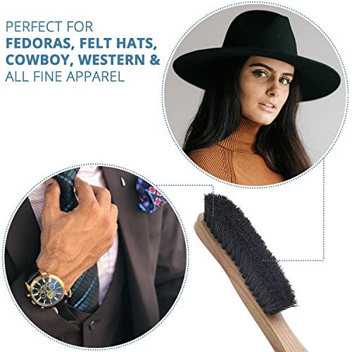 Fedora Hat Brush Lint Remover Duster Brushes for Felt Hats 100% Horse Hair (Black) Wood Brush - view 2