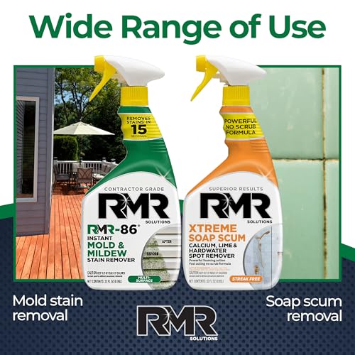RMR Instant Mold & Mildew Stain Remover Spray + Xtreme Soap Scum Remover, No-Scrub Indoor/Outdoor Cleaning System for Bathroom, Shower, Siding, & Deck, 2–32 Oz Bottles - view 2