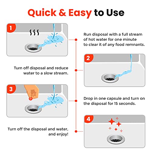 Garbage Disposal Cleaner and Deodorizer Drops- [[50-Count]] Orange Zest Scented Kitchen Sink Freshener Pods & Drain Odor Eliminator Disposer Care Balls - view 5