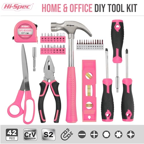 Tool Kit, General Household Hand Tool Set with Toolbox Storage Case, All-in-One Compact Toolkit for DIY & Dorm Use, Pink - view 2