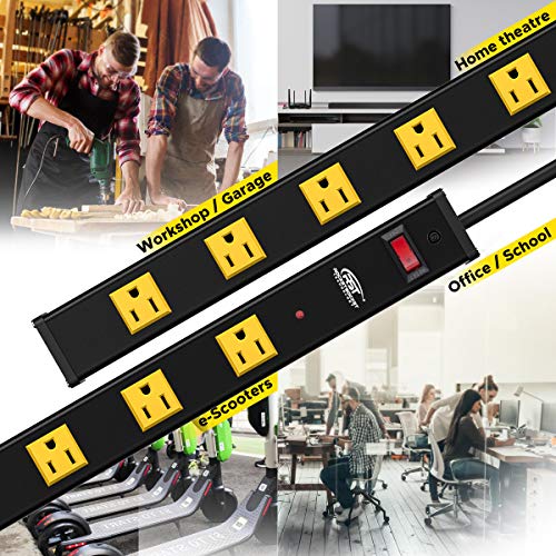 12-Outlet Long Heavy Duty Power Strip, 2.6'' Wide Spaced,15FT - view 6