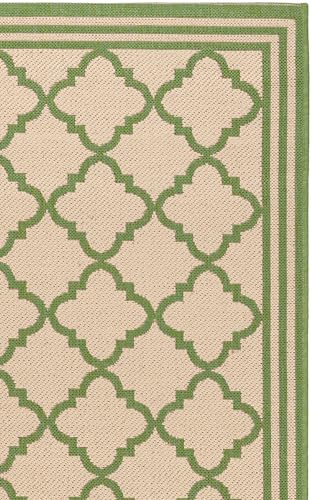 Outdoor Area Rug 5'3"x7'6" - Beach House Collection - Modern Design, Cream & Olive, Weather Resistant, Non-Shedding & Easy Cleaning, Ideal for Patio, Entryway, Deck (BHS121V) - view 5