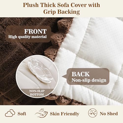 Couch Covers for Dogs, Sofa Cover for 3 Cushion Sofa, Chococlate - view 5