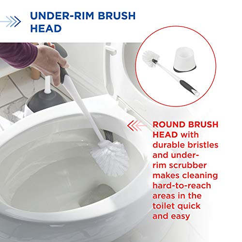 Corner Toilet Bowl Brush with Under Rim Scrubber, Includes Corner Storage Caddy, White - view 5
