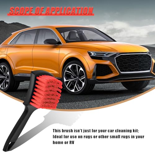 8.3×2.5 Inch Car Wash Brush, Soft Bristle Short Handle Carpet Cleaning Brush, Scrub Brush for Floor Mats, Tires, Automotive Wheel Bushes for Vehicle Interior & Home (Red) - view 6