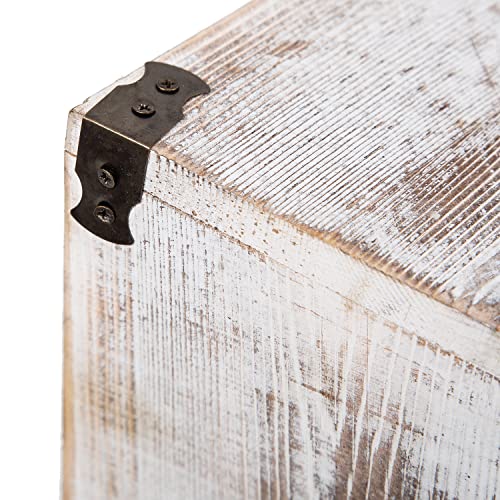 Farmhouse Style Wooden Square Trash Can with Cutout Handles Decorative Metal Wastebaskets for Bedroom,Living Room, Bathroom & Office,Waste Bin Trash bin - view 4