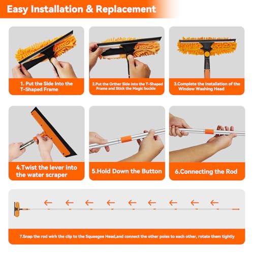 Window Washing Kit with Extension Pole: 3 in 1 Double-Sided Professional - view 6